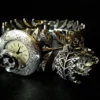 Steampunk slave bracelet Secret of the Silver Rose, steam punk locket fantasy decorated bangle, ring, dial, hidden secret, keepsake pictures by EmilySteampunk steampunk buy now online
