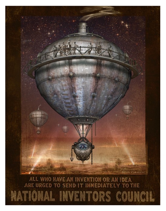 Steampunk Vintage Ad Series - Lead Balloon -11 x 14 Art Print by Brian Giberson by indigolights steampunk buy now online