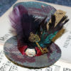 Tapestry steampunk mini top hat. Cosplay top hat. Mini top hat with key and cat. Handmade Steampunk mini top hat. Made in Australia by DragonzWenchEmporium steampunk buy now online