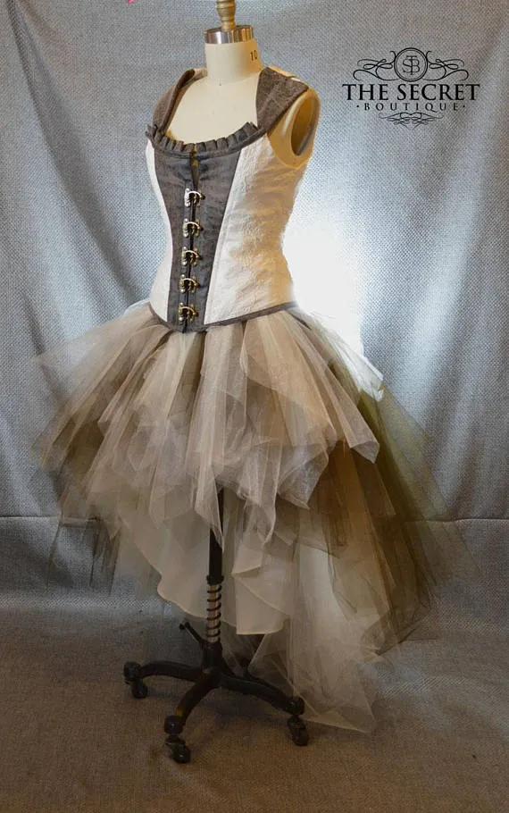 tulle skirt-brown and ivory-steampunk skirt-steampunk tulle skirt-high low-mullet skirt-corset skirt-wedding skirt-punk-the secret boutique by thesecretboutique steampunk buy now online tulle skirt-brown and ivory-steampunk skirt-steampunk tulle skirt-high low-mullet skirt-corset skirt-wedding skirt-punk-the secret boutique by thesecretboutique steampunk buy now online
