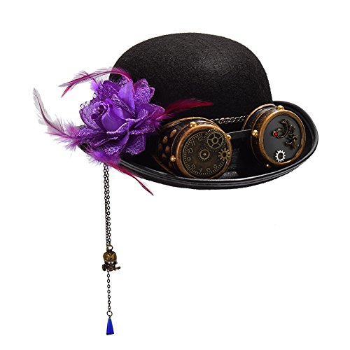 GRACEART Steampunk Hat Victorian Gears Rose Decor Cosplay Top Hat steampunk buy now online