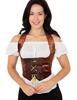 Bristol Novelty AC632 Velvet Corset Costume, Brown, Size 10 - 14 steampunk buy now online