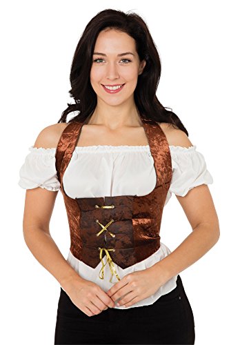 Bristol Novelty AC632 Velvet Corset Costume, Brown, Size 10 - 14 steampunk buy now online