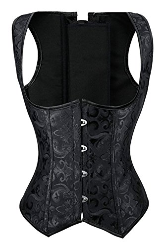 Women's Retro Steel Boned Steampunk Basques Bustier Corset Plus size (UK Size 8-10(M), Black-1) steampunk buy now online