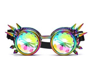 LYZ Goggles , Kaleidoscope Rave Rainbow Crystal Lenses Vintage Steampunk Goggles &Glasses Cosplay Party Rivets Goggles steampunk buy now online