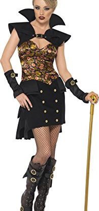 Smiffy's Women's Steam Punk Victorian Vampiress Costume, Dress and Hat, Size: 8-10, Colour: Black, 28708 steampunk buy now online