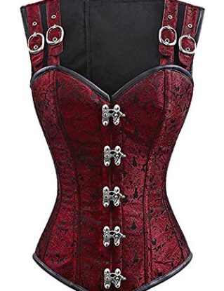 Beauty-You Women's Steampunk Gothic Steel Bones Vintage Retro Burlesque Corset Vest Red M steampunk buy now online