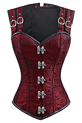 Beauty-You Women's Steampunk Gothic Steel Bones Vintage Retro Burlesque Corset Vest Red M steampunk buy now online
