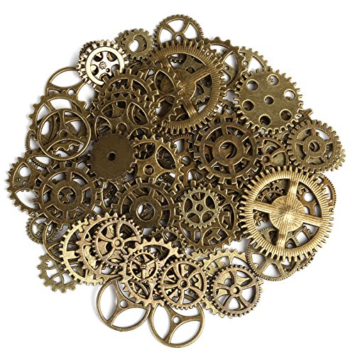 Naler 80pcs Antique Gears Wheels Skeleton Steampunk Pendant Charms Clock Watch Gears Wheels for DIY Crafts, Jewelry Making, Cosplay Costume Accessories Bronze steampunk buy now online