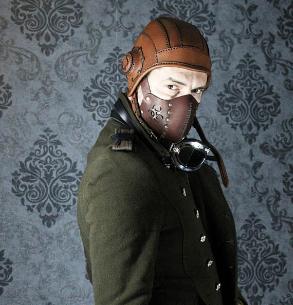 Aviator Hat - Steampunk Helmet - Leather Cap by SteampunkMasks steampunk buy now online