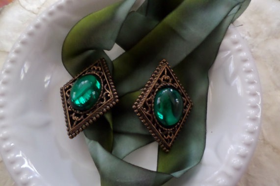 Baroque Green Earrings by HarmonyLoveGifts steampunk buy now online