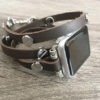 Brown Leather Bracelet for Apple Watch Handmade Multi Wrap Wristband Silver Multi Rivets Bracelet Fashion Apple Watch Band Jewelry Strap by htparts steampunk buy now online