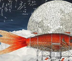 Goldfish Blimp & Moon steampunk buy now online