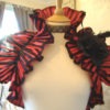 HALLOWEEN RED shrug, gothic shrug, burlesque costume, pirate shrug, black rose brooch, opera shrug, burlesque shrug, gothic accessories by FemmeGothique16 steampunk buy now online