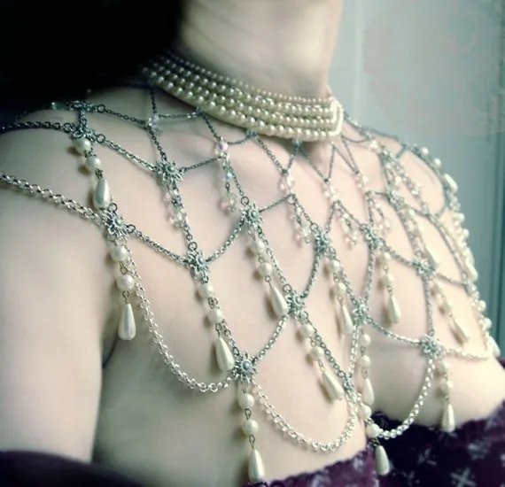 La Coquette Shoulder Jewelry Beaded Cape Custom made For You Amazing by ravenevejewelry steampunk buy now online