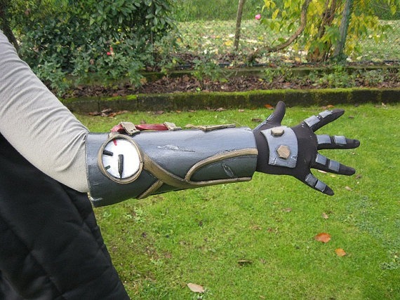 MADE TO ORDER* Steampunk armlet with glove for cosplay larp prosthetic amor scifi cyberpunk mecha steam fantasy horror gotic proprs Wells by MondoForgia steampunk buy now online