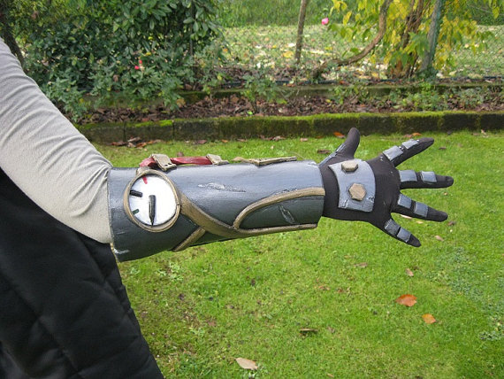 MADE TO ORDER* Steampunk armlet with glove for cosplay larp prosthetic amor scifi cyberpunk mecha steam fantasy horror gotic proprs Wells by MondoForgia steampunk buy now online