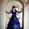 Purple Gothic Wedding Dress Offbeat Alternative with French Pickups and Train by WeddingDressFantasy steampunk buy now online