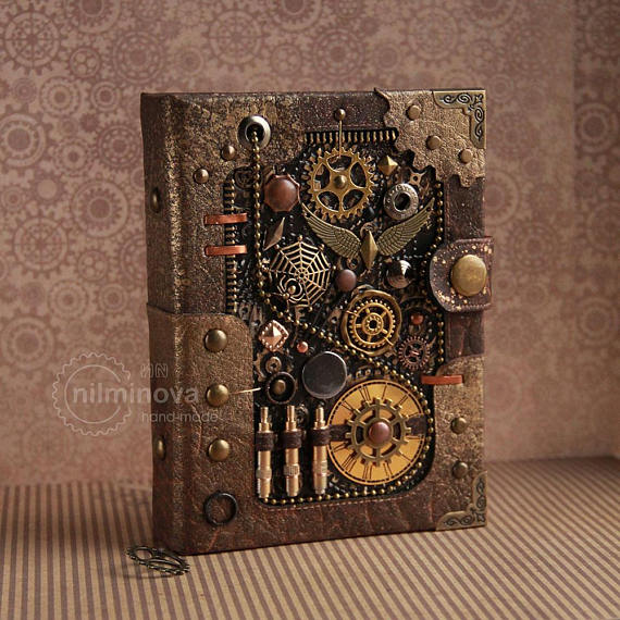 READY TO SHIP Steampunk journal "Ammunition" A6 blank notebook brown diary Steampunk Accessories by nilminova steampunk buy now online