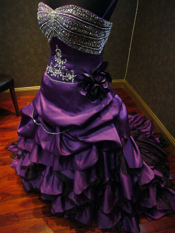 Royal Purple Wedding Dress Alternative Offbeat Custom Made to your Measurements by WeddingDressFantasy steampunk buy now online