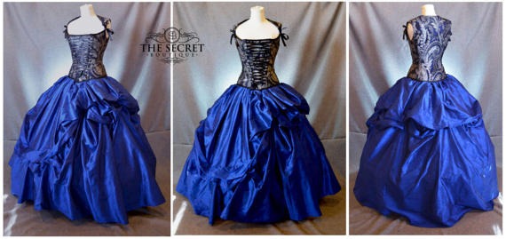 Silk Wedding Gown Blue Wedding Gown Sari Wedding Dress Masquerade