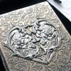 Steampunk Heart Cigarette Case Gothic Victorian Card Holder Art Nouveau Floral Design Rustic Antiqued Silver Tone Finish by CosmicFirefly steampunk buy now online