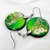 Vivid green round wood steampunk earring wooden earrings clockwork jewelry gears in resin steampunk jewelry steampunk by ByEmilyRay steampunk buy now online
