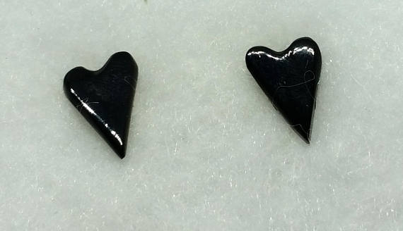 Whitby jet heart-shaped stud earrings by WhitbyJetSet steampunk buy now online