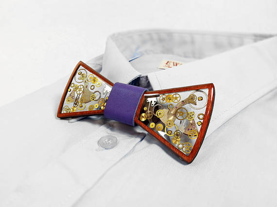 Wooden Bow Tie | Steampunk Bow Tie | Wooden Cufflinks | Men's Gift | Men's Bow Tie | Men's Cufflinks | Groomsmen Gift | Wedding Bow Ties by ByEmilyRay steampunk buy now online