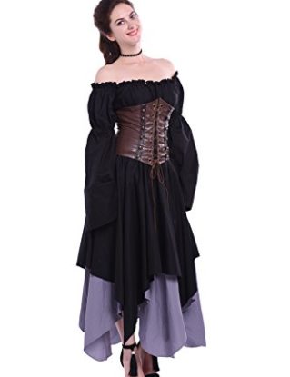 Women's Off Shoulder Renaissance Medieval Gypsy Dresses with Corset Irregular Victorian Queen Costume Fancy Dress steampunk buy now online