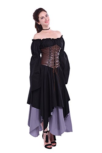 Women's Off Shoulder Renaissance Medieval Gypsy Dresses with Corset Irregular Victorian Queen Costume Fancy Dress steampunk buy now online