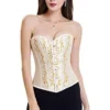 Charmian Women's Gothic Vintage Floral Renaissance Steel Boned Embroidery Overbust Corset Top Apricot X-Large steampunk buy now online