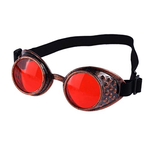 Sunglasses, JoyJay Mens Womens Retro Classic Vintage Style Steampunk Goggles Welding Punk Glasses Cosplay (Red) steampunk buy now online
