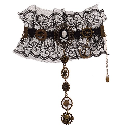 GRACEART Steampunk Lace Wrist Cuff Bracelet with Skull Ring steampunk buy now online