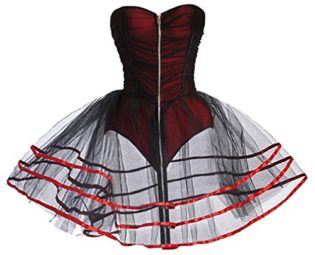 Charmian Women's A-Line Fashion Burlesque Zipper Romper Mesh Tutu Petticoat Dress Valentines Lingerie Red Small steampunk buy now online
