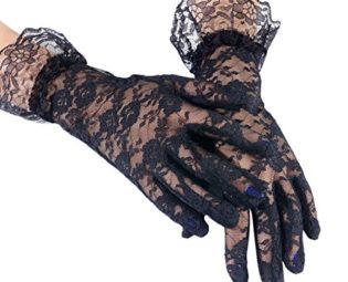 Vococal Lace Gloves,Lady Black Sexy Lace Mask Gloves Set for Venetian Carnival Masquerade Party Prom Wedding Night steampunk buy now online