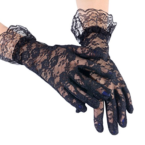 Vococal Lace Gloves,Lady Black Sexy Lace Mask Gloves Set for Venetian Carnival Masquerade Party Prom Wedding Night steampunk buy now online