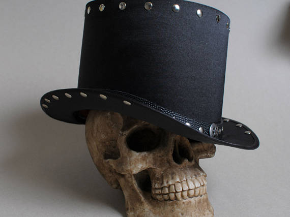 Black Top Hat Hard Rock Heavy Metal Gothic Tophat Men Women Alice in Wonderland Cosplay Party Halloween Mad Hatter Dresses Costume Topper by SteampunkHatMaker steampunk buy now online