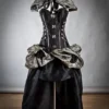 Custom Size Black Silver and Gold Steampunk Burlesque corset bustled train chain and roses prom dress small-xl by Glamtastik steampunk buy now online