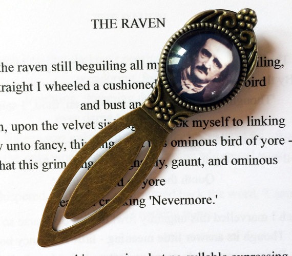 Edgar Allan Poe Bookmark - Edgar Allan Poe Gift, The Raven, Steampunk Bookmark, Tales of Mystery and Macabre, Gothic Poetry Bookmark by TheHugeManatee steampunk buy now online