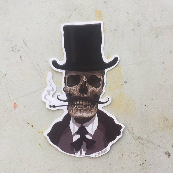 Gentleman Skull Waterproof Sticker by CastleMcQuade steampunk buy now online