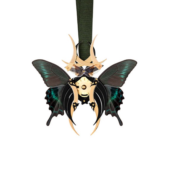 IKEDA / Gold and Black Hercules Butterfly Necklace by HaremRoyal steampunk buy now online