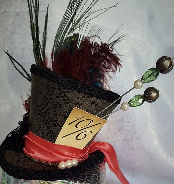 Mad Hatter Alice in Wonderland Mini top hat - Steampunk Hat Victorian Hat Wedding Hat Cosplay hat by LiverandMonk steampunk buy now online