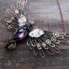 Owl queen, Owl necklace, Steampunk owl, Amethyst owl, Bird necklace by AlmostRealFlowersArt steampunk buy now online