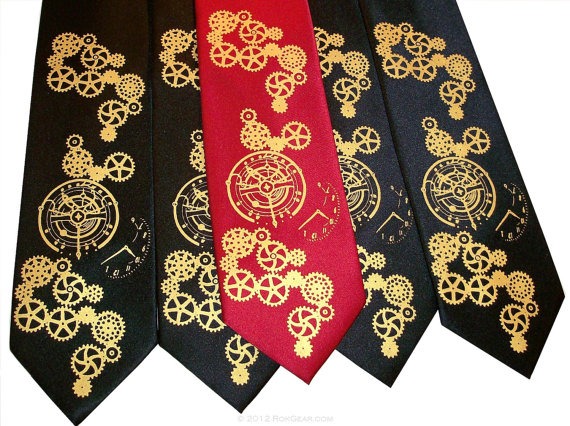 RokGear Neckties - Men's necktie set of 10 microfiber steampunk ties - 9 mens and 1 boys by RokGear steampunk buy now online