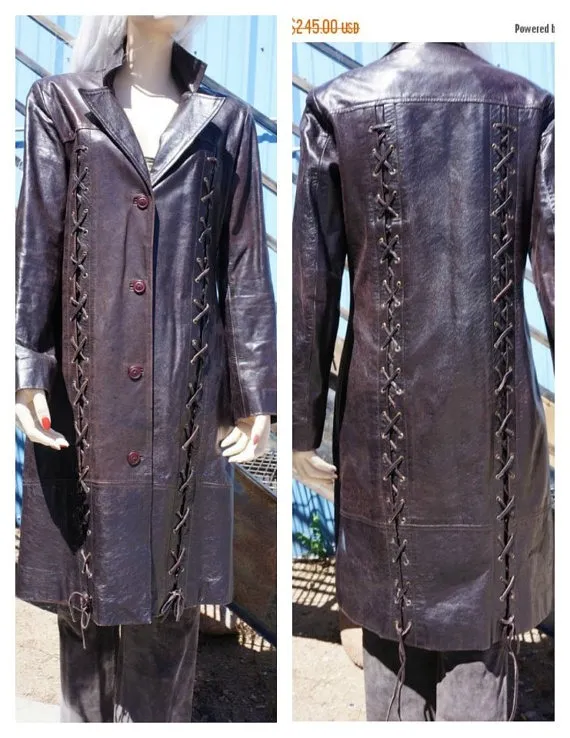 SALE: Vng 70s Buttery Leather Braided Coat / 70s Kid Glove Fringed Hippie Coat / North Beach Style Disco Coat / Rocker Stage Costume by HippieGypsyBoutique steampunk buy now online