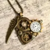 Steampunk Heart Pendant, Steampunk Jewelry, Angel Wing Necklace, Bronze Gears Watch Parts Pocket Watch Charm, Valentines Jewellery Gift by OneStopSteamShoppe steampunk buy now online