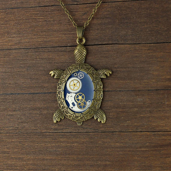 Steampunk turtle necklace, Steampunk turtle pendant, Watch pendant, Watch necklace, Watch Parts pendant, Time necklace, Time pendant by NestreJewellery steampunk buy now online