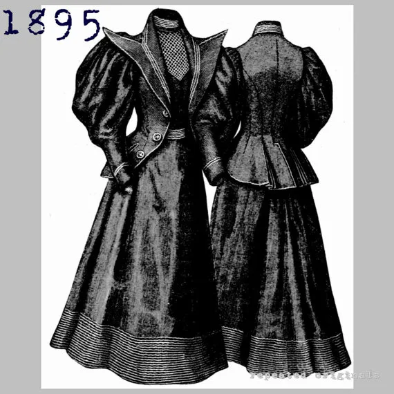 Travelling Suit - 35" Bust - Victorian Reproduction PDF Pattern - 1890's - made from original 1895 La Mode Illustree pattern by RepeatedOriginals steampunk buy now online