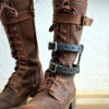 Unisex Real Leather Double Strap Boot Garter - Black - Steampunk - Burning Man - apocalypse - please read description for size by Vontoon steampunk buy now online